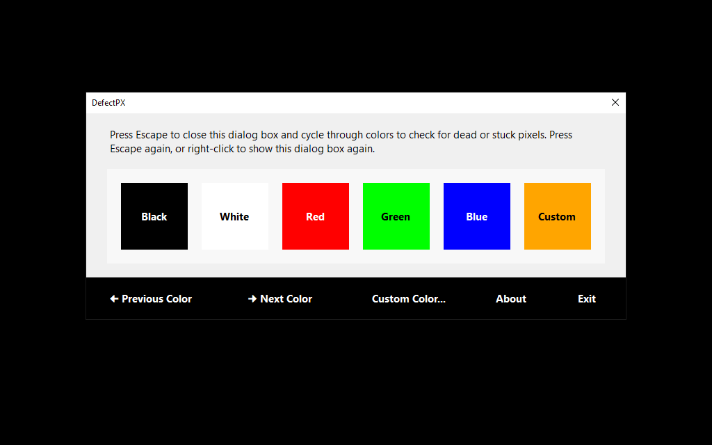 DefectPX: easily check for dead or defective pixels